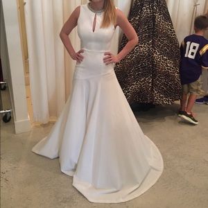 white black halo eve gown